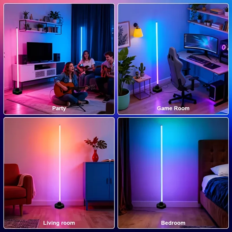 

Умный RGB LED угловой напольный светильник для гостиной с Bluetooth, управлением через приложение и пультом ДУ, современный напольный светильник с синхронизацией музыки