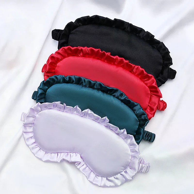 Multicolor Silk Ruffle Sleep Eye Mask Eye Protection Travel Soft Sleeping Shading Eye Covers Eye Patches For Woman Man