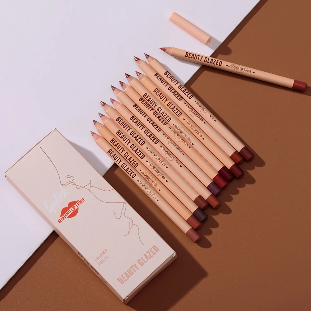 Ensemble de crayons à lèvres nus et mats, 12 pièces, imperméable, longue durée, teinte tranchante, lisse, maquillage, cosmétiques