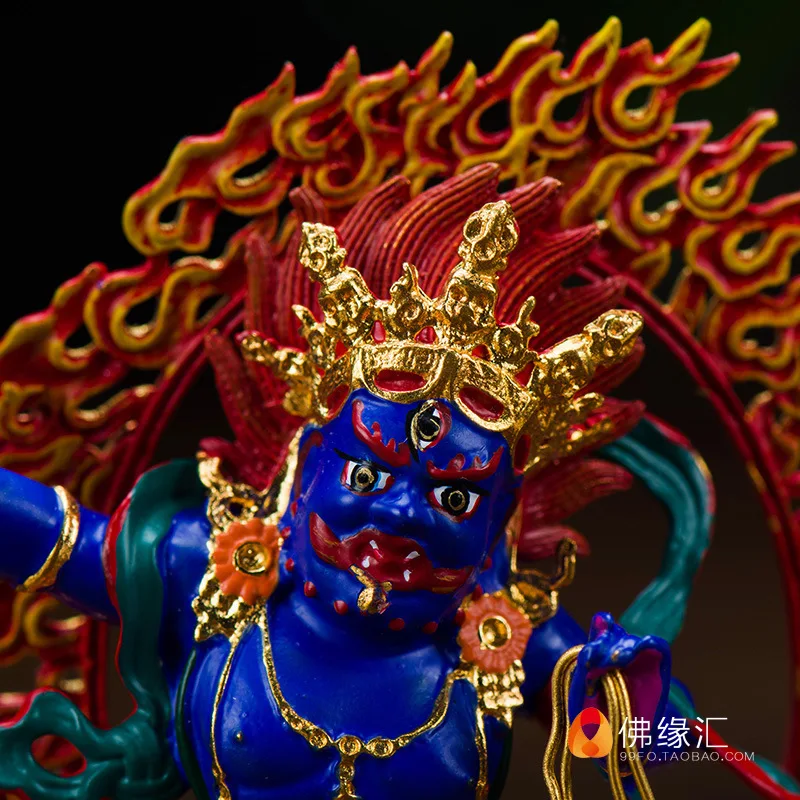Vajrapani Bodhisattva Taiwanese copper-gilded, color-painted Vajrayana Buddhist statue of Avalokiteshvara Bodhisattva, accompani
