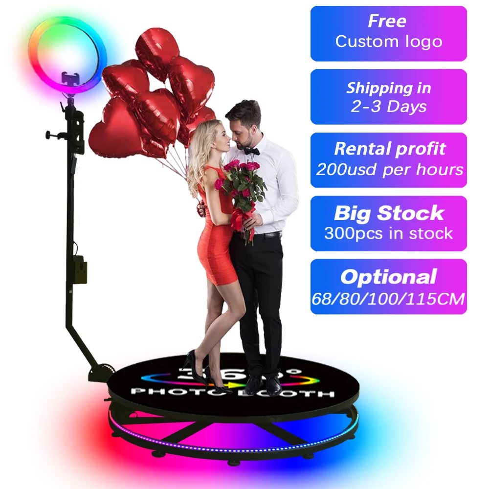 360 Degree Photo Booth 68-100cm US EU Warehouse 360 Photo Booth Machine For Weddings Receptions Parties Events