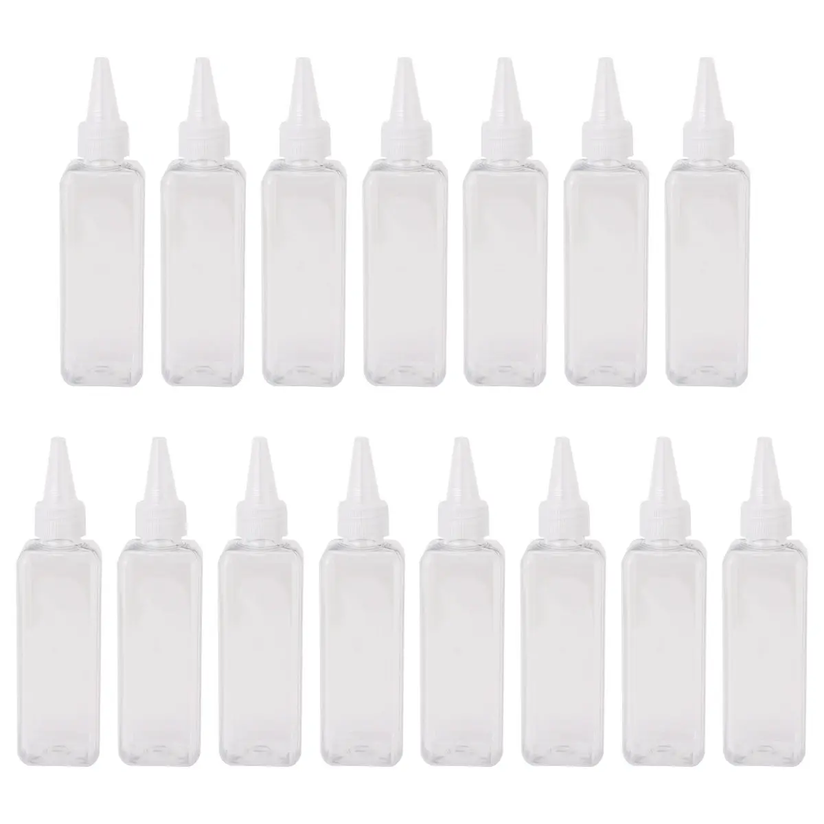 

15Pcs 100Ml Transparent Hair Dye Container Square Shape Premium Plastic Bottle for Convenient Coloring Application At Home Or