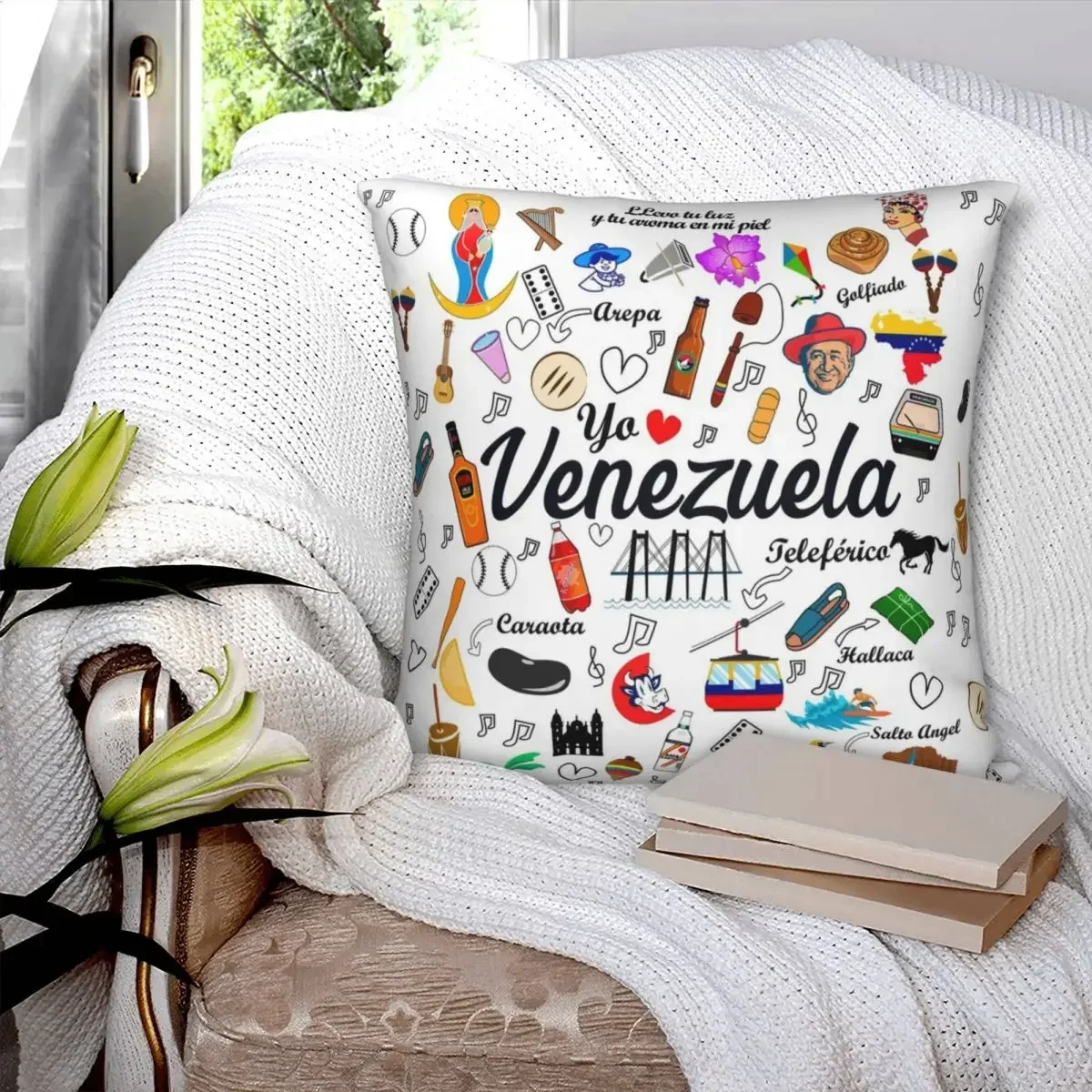 4 Pcs - 45CM - Venezuela Pride Square Pillowcase Two Side Printing Decorative Cushion Cover Home Floral Pillow Case For Car Sofa