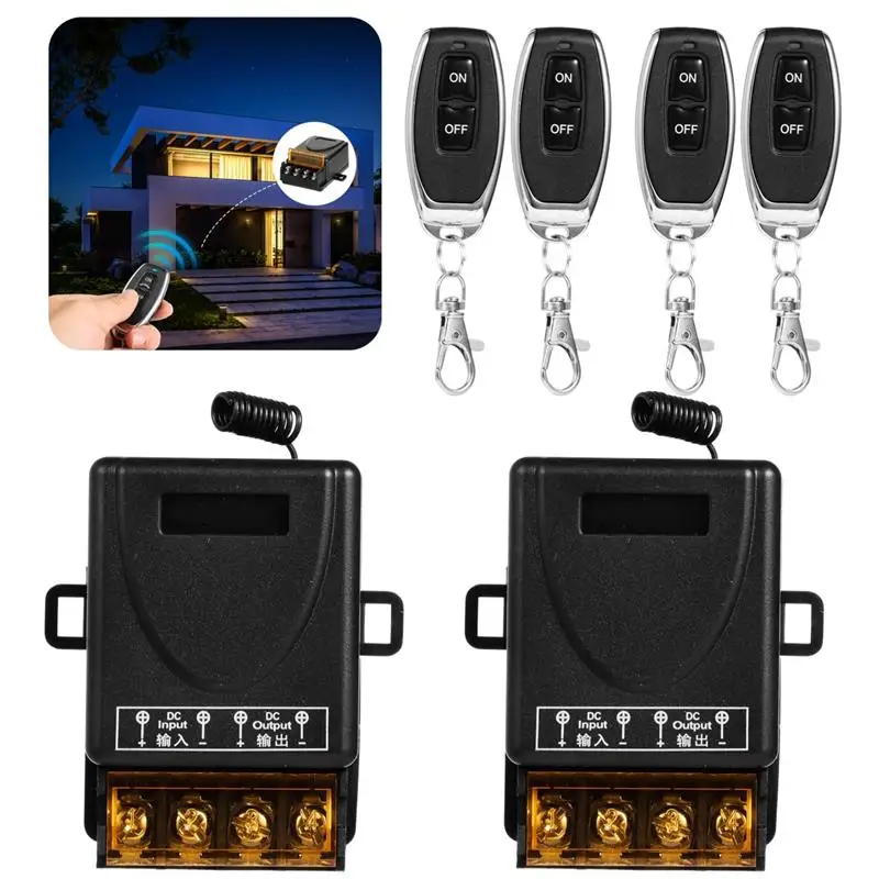 2Pcs Wireless Remote Switches DC 12V-72V Wireless RF Switches With Remote Controls Remote Control Switches For Anti-Theft Alarms