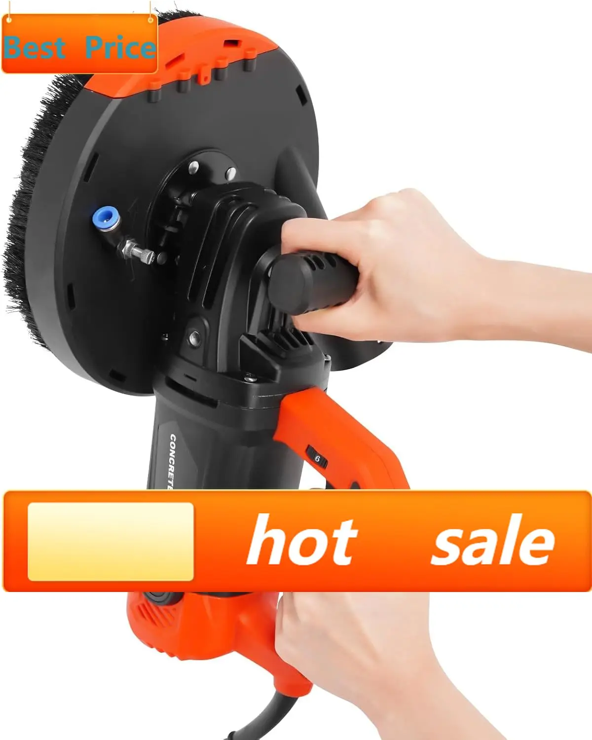 

hot-selling7In Concrete Surface Grinder, 110V 2200W Pure Copper Motor Angle Grinder Kit with Dust Shroud,4800RPM 6 Speed Gears F