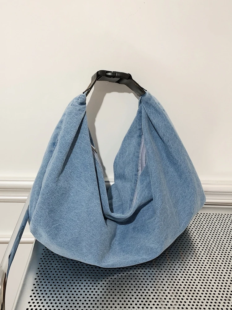 

Женская джинсовая сумка-тоут большой вместимости, повседневная дорожная сумка через плечо, универсальная тканевая сумка, мягкая полиэстеровая сумка Bear Lady Brand