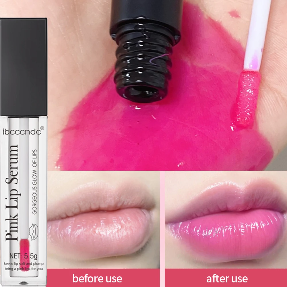 Neue Rosa Serum Lippenbalsam Glanz Anhaltende Verblassen Lip Linie Peeling Befeuchten Abgestorbene Haut Reparatur Lippen Pflege Pflegende Lippenstift Make-Up