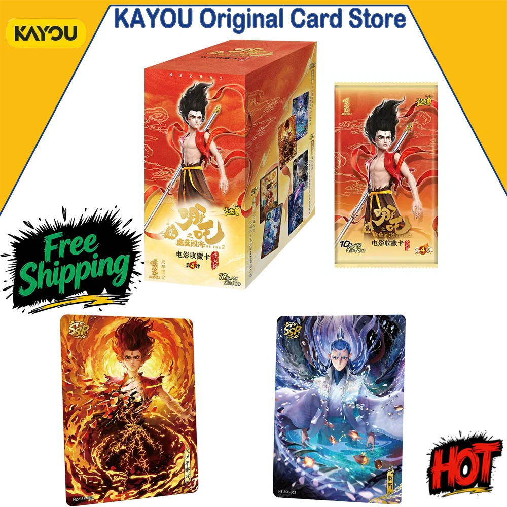 

Оригинальные коллекционные карты KAYOU Nezha: Серия «Дьявольский мальчик покоряет Короля Драконов», в стиле аниме и комиксов, подарок на день рождения, игрушки