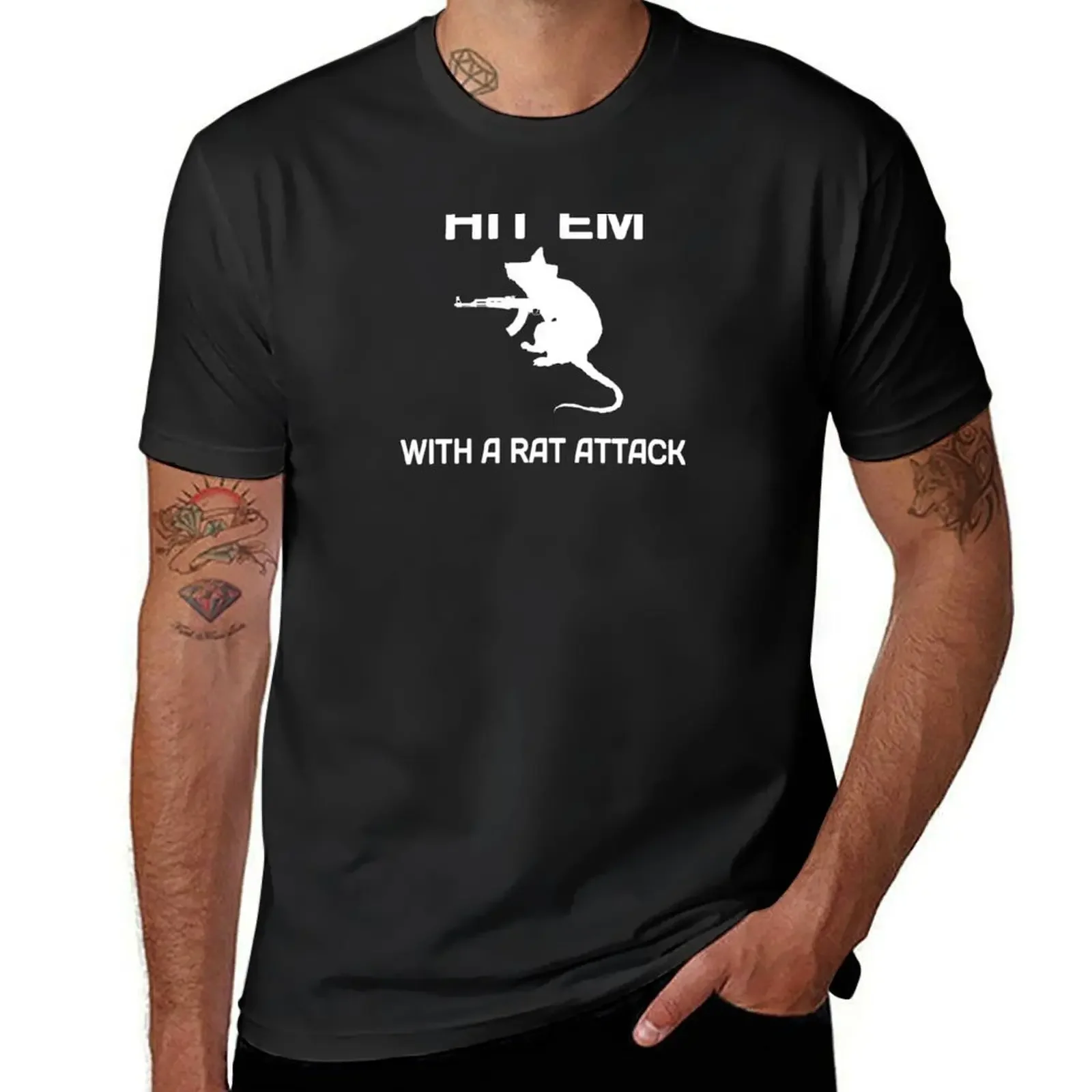 

Escape From Tarkov - HIT EM WITH A RAT ATTACK T-Shirt summer clothes graphics Blouse man t shirt black t-shirts for men