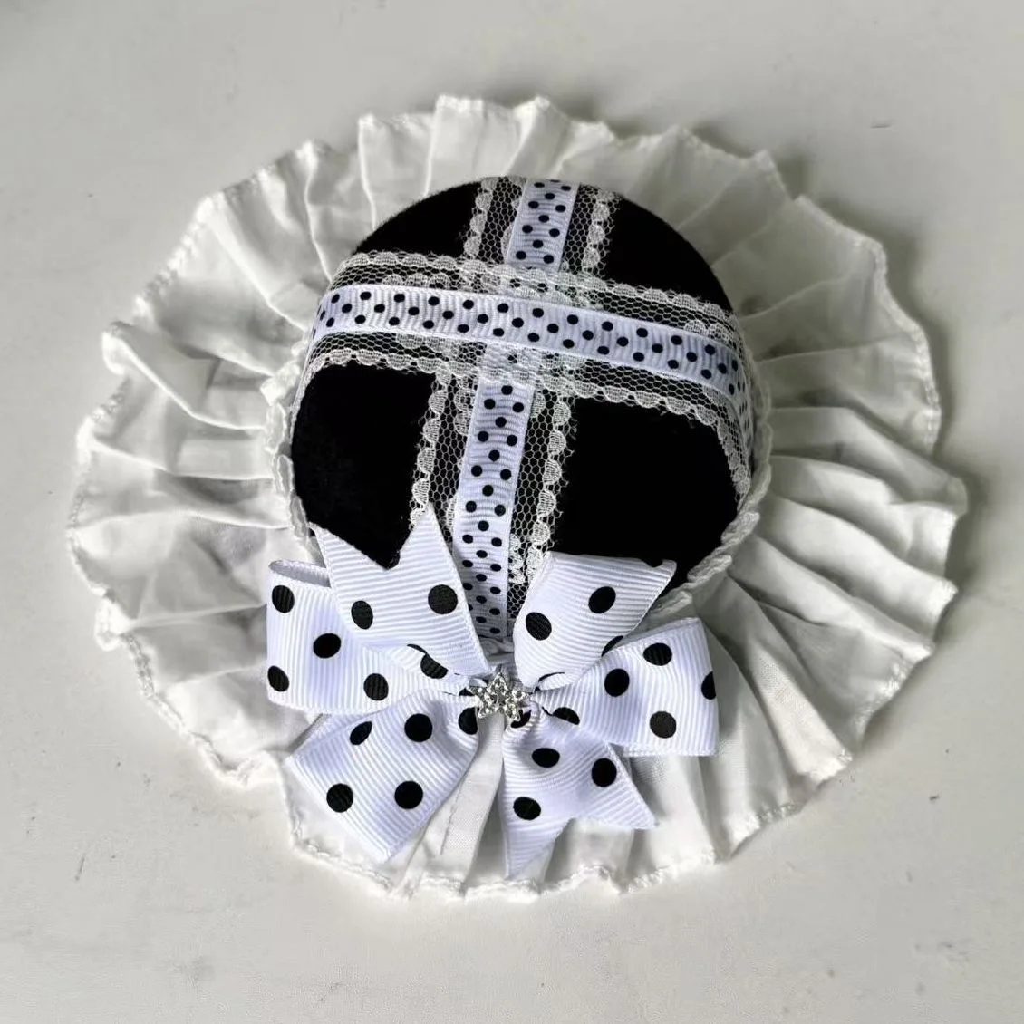 Polka Dot Bowknot Y2K Women's Mini Top Hat Hair Clip Japanese Sweet Anime Cute Hair Ornament Lolita Jk New Style Hair Accessory 3