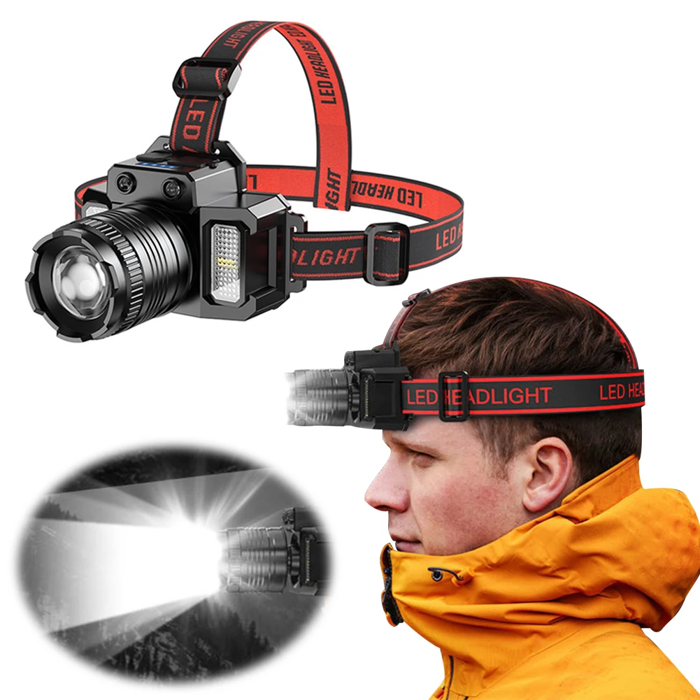 Rechargeable Headlamp Waterproof LED Head Lamp Motion Sensor Head Light 5 Mode for Outdoor Camping Running Hiking