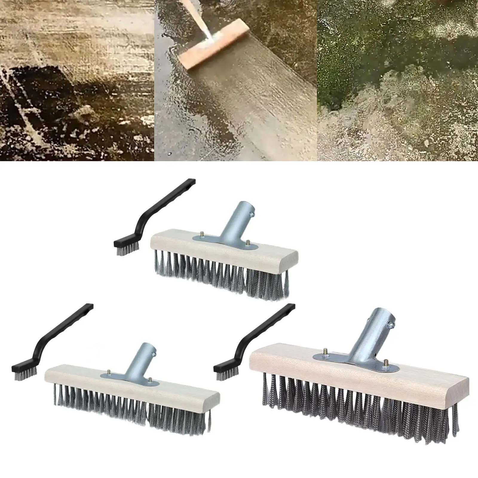 Wire Brush Head Heavy Duty Scrub Brush Head for Cleaning Steps Swimming Pool