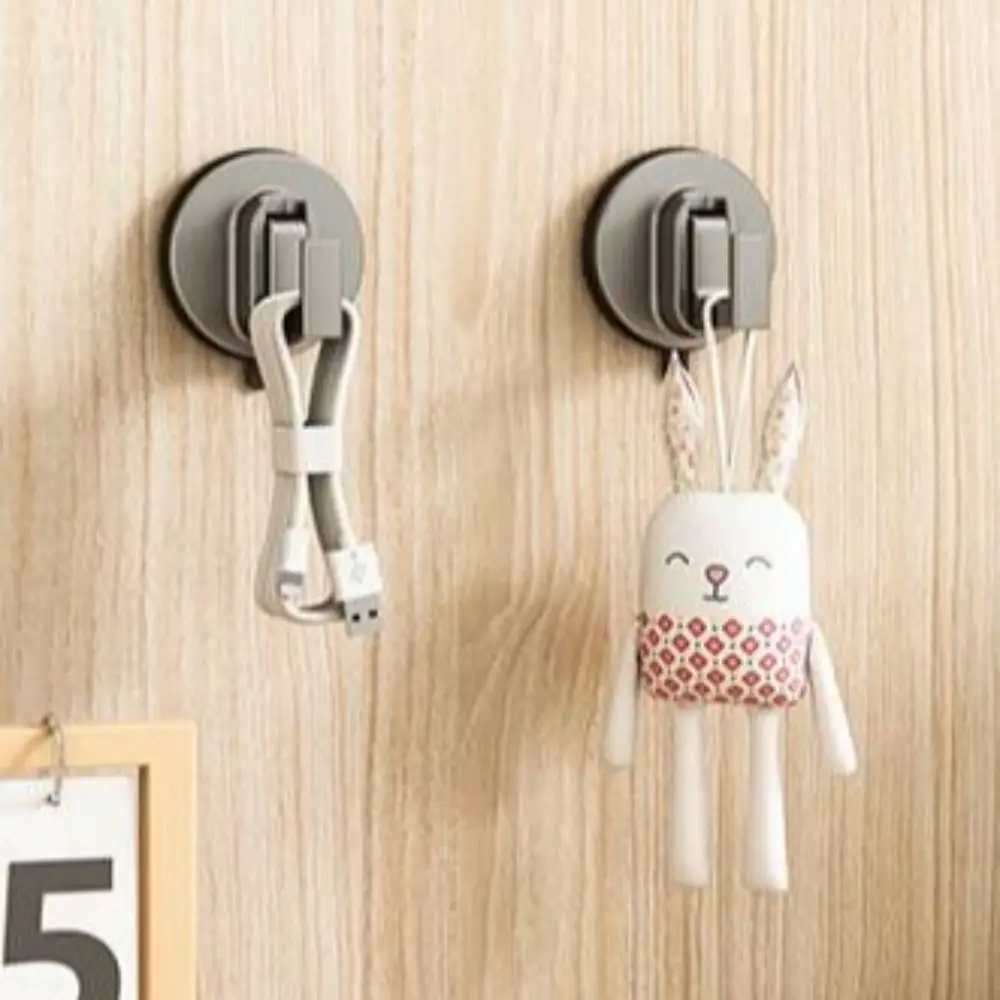 

2 PCS Strong Vacuum Suction Cup Hooks Single Hook No Punching Hole Shower Hooks Wall Mounted Grey Clothes Hanger Bathroom