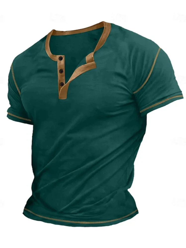 Retro heren button-down T-shirt minimalistische print T-shirt losvallend casual zomerpoloshirt stijlvolle streetwear herentop - afbeelding 2