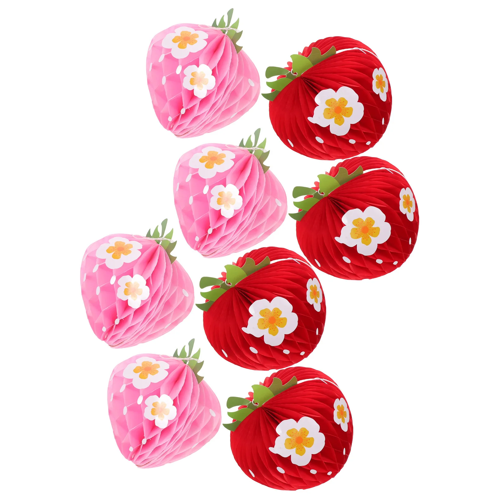 

8Pcs Strawberry-Shaped Desktop Honeycomb Decorations Vibrant Paper Centerpieces for Baby Shower Birthday Party Table and Photo