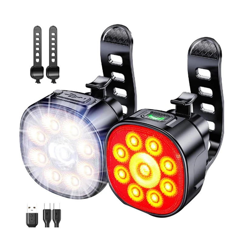 New-Bike Lights [4+6 Modes], USB Rechargeable Bike Lights Front & Back, IP65 Waterproof Bicycle Lights For Road Mountain