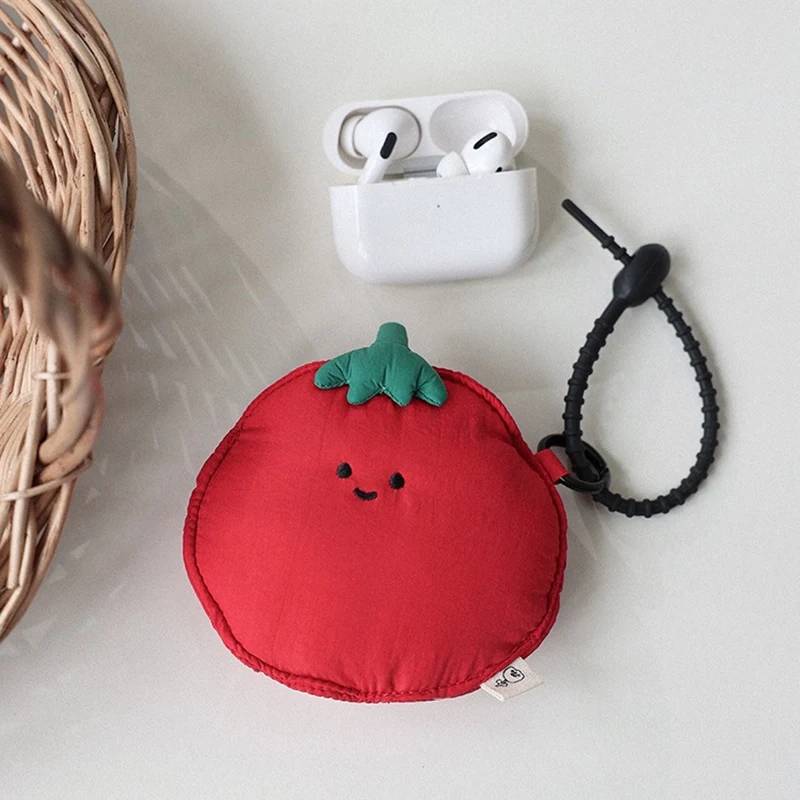 New Cute Summer Fruits and Vegetables Emoji Headphone Storage Bag Anti-fall Headphone Bag Pendant Super Versatile Bag Decoration