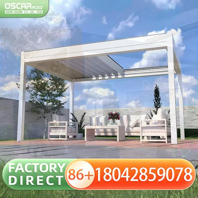 

Rainproof Adjustable Slats Aluminum Louvered for Garden Patio Balcony in Outdoor Spaces Pergola