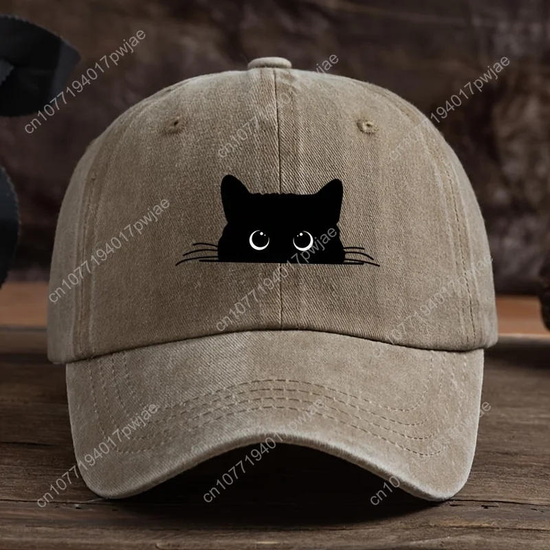 Verstelbare baseballpet met schattige kattenprint voor heren en dames, vrijetijdskleding voor buitenreizen, zonwerende eendenbekpet