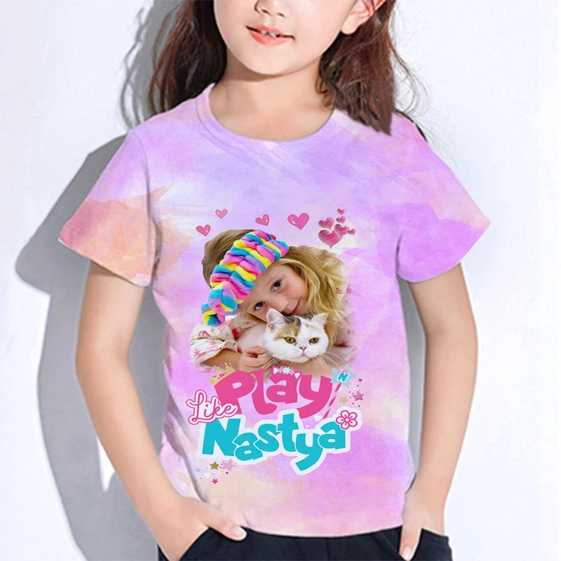 T-shirt Kawaii pour enfants, comme Nastya, vêtements décontractés pour garçons et filles, dessins animés animés, cadeau d'anniversaire, t-shirts