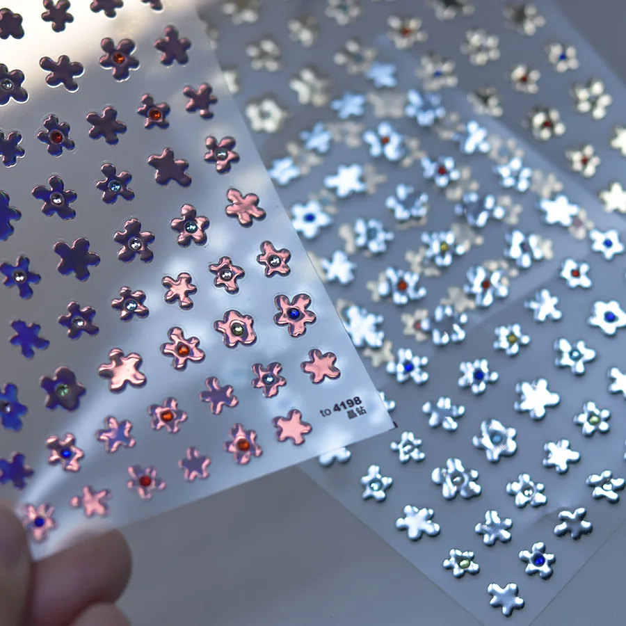 1 pezzo 5D colorato jelly flower nail sticker rosso arancione daisy flower strass laser autoadesivo nail art adesivo decorativo