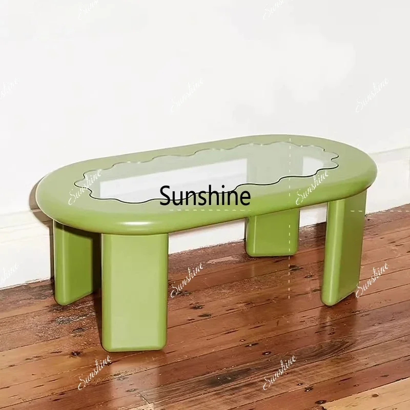 Cream wind Nordic fiberglass small apartment oval long table