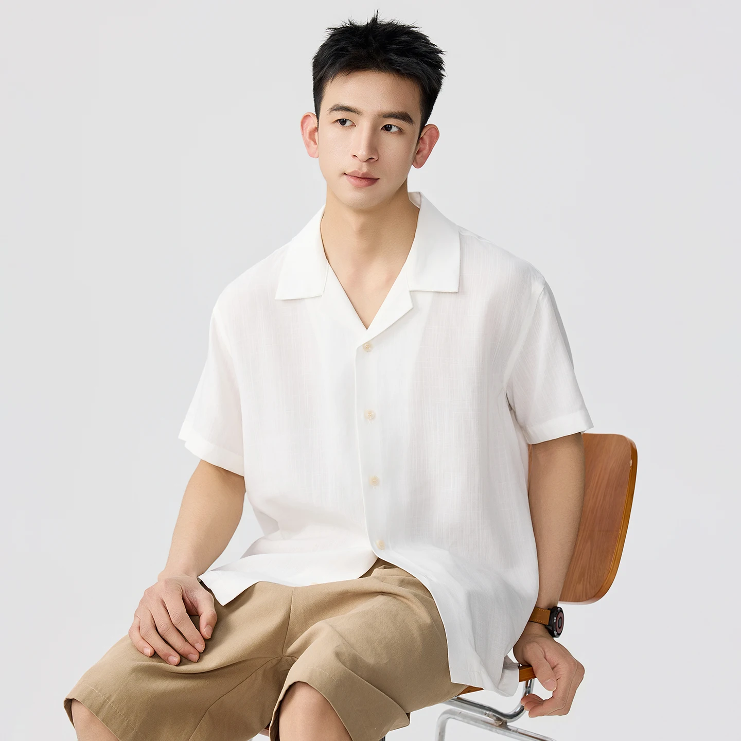 

Men Summer Cuban Collar Old Money Vintage Fashion Loose Casual Short Sleeve Linen Shirts Male Korea Streetwear Shirts Blouses
