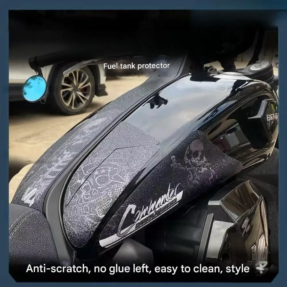 Motorcycle Matte Anti-Scratch Fish Bone Tank Sticker Fit BENDA Dark Flag 500 Self-Adhesive Mod Kit