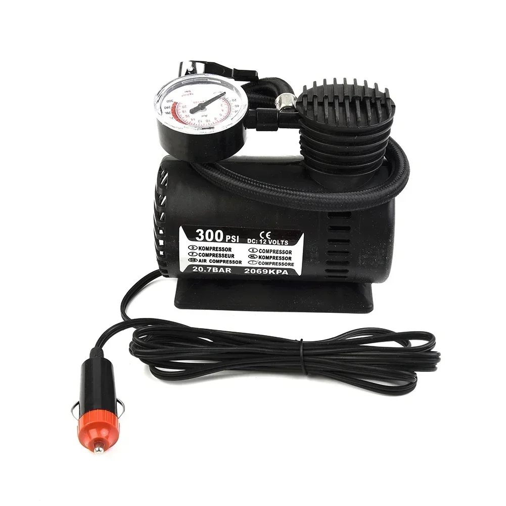 1pc Portable Car Electric Air Pump 300psi Air Compressor Tire 12V For Inflator For Vehicles For Trucks For Kayaking Accessories