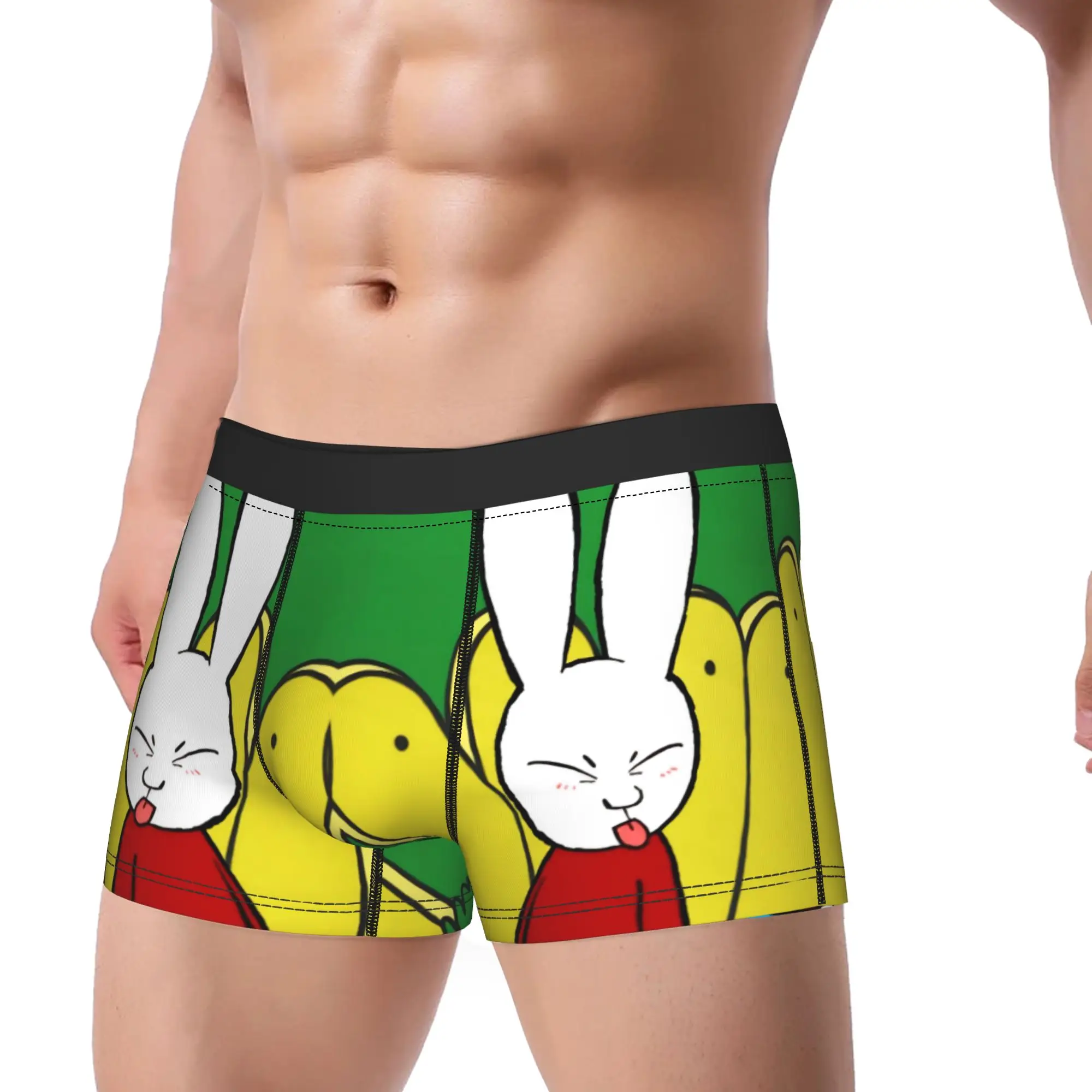 Sexy Boxer Simons Rabbit Shorts Panties Briefs Men Underwear French Cartoon Polyester Underpants for Homme S-XXL