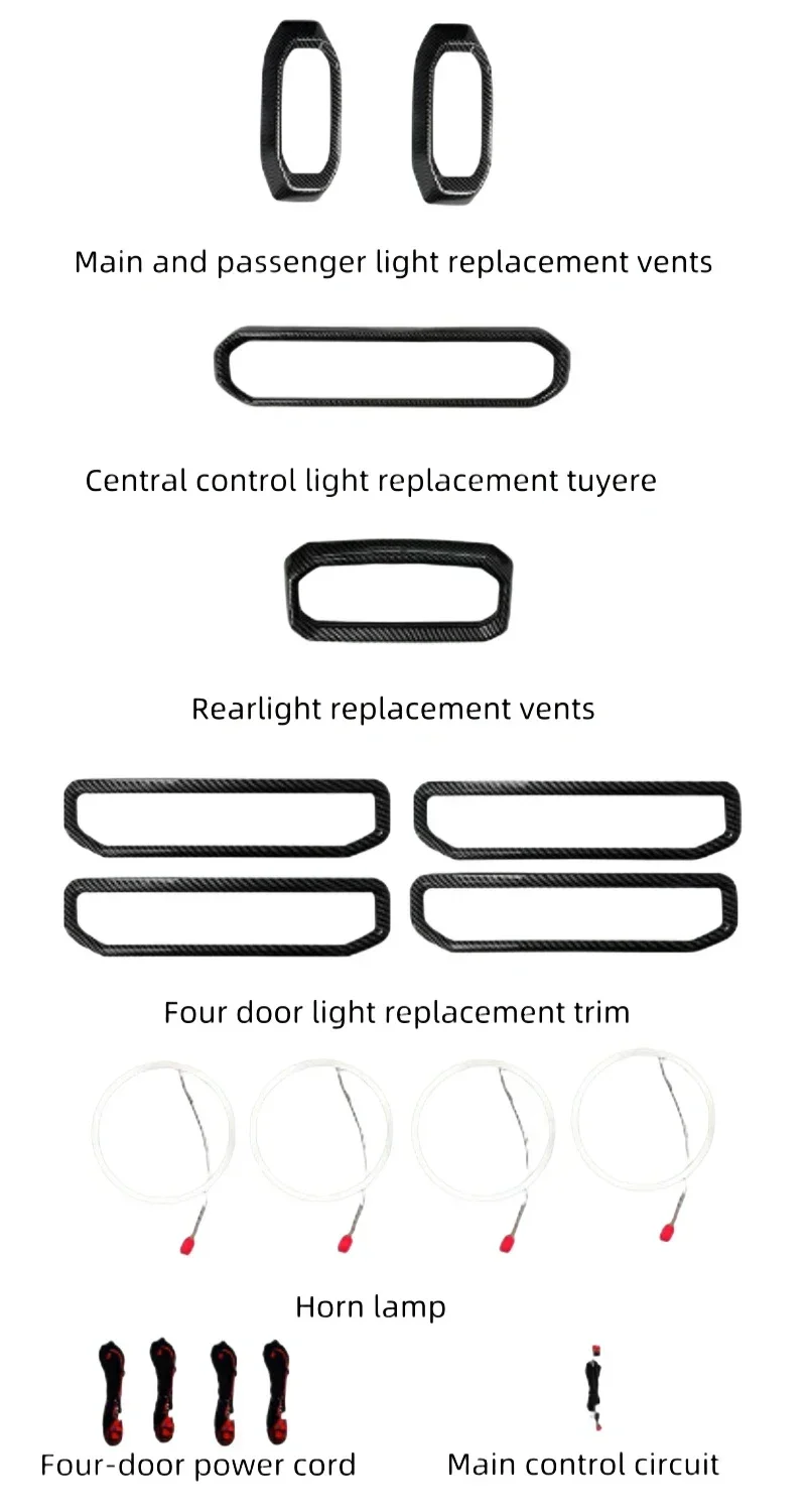 Car Carbon Fiber Pattern Luminous Air Outlet Kit Ambient Light Fit for JETOUR Traveler T2 2024 Auto 64-color Atmosphere Light