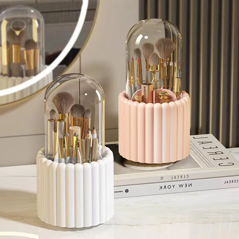 

Rotating Dustproof Fogproof Makeup Brush Holder For Pencils, Lipsticks, Brushes, And Vanity Table Eyebrow Pencil Storage