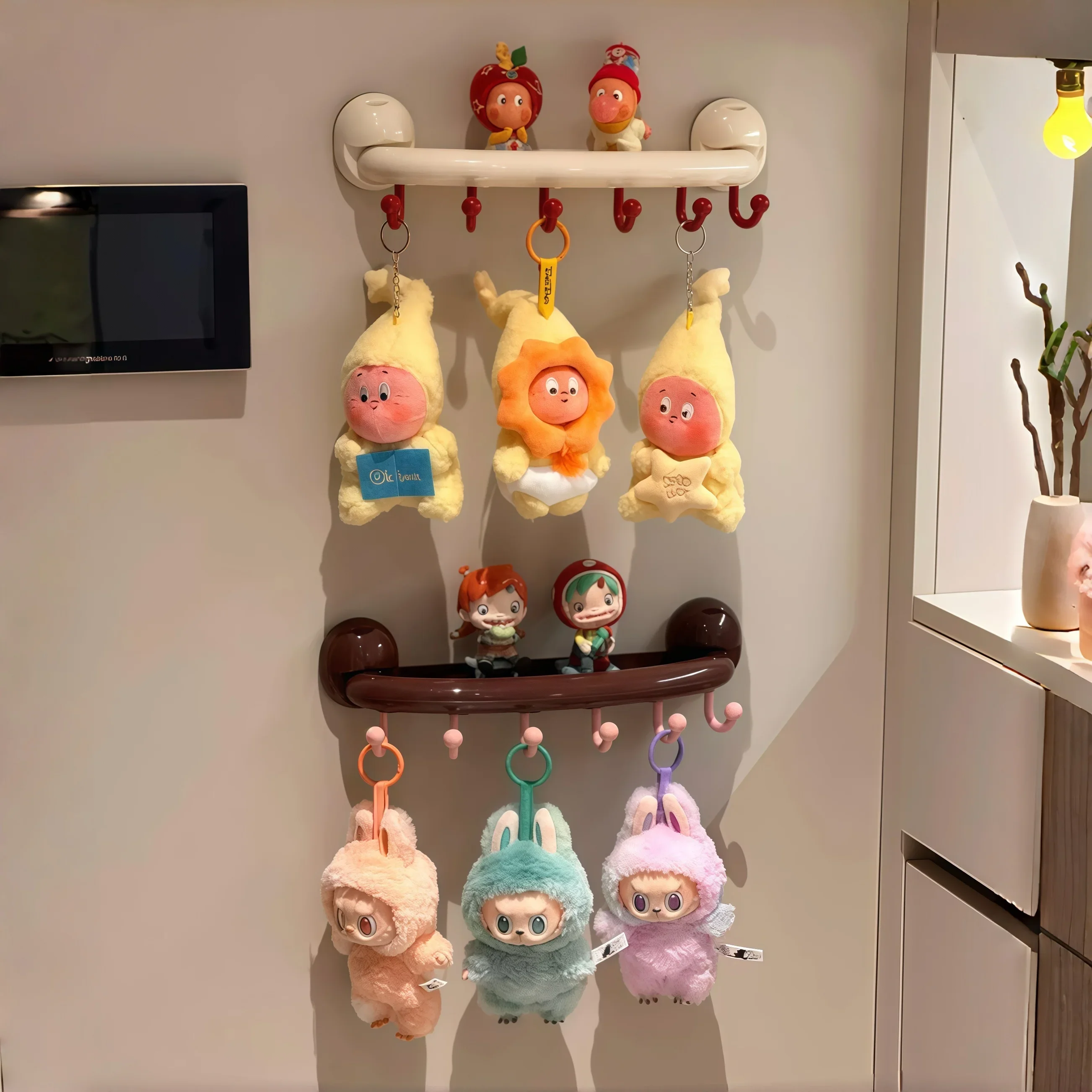Display Stand Hooks For Pop Mart Series Toys Wall Mounted Bind Box Storage Display Stand 6 Hooks Dolls Organizer Rack