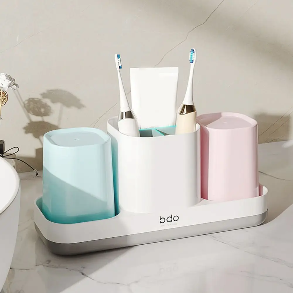 

Multifunctional Simple Toothbrush Holder Set Anti-slip Plastic Washing Cup Rack Draining Toothbrush Storage Rack for Home