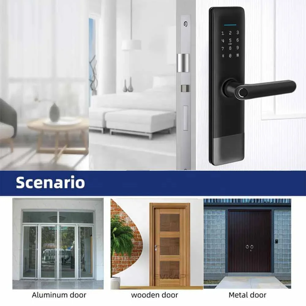 Morden style anti-theft suitable indoor BLE APP Wifi Electric Smart Door Lock