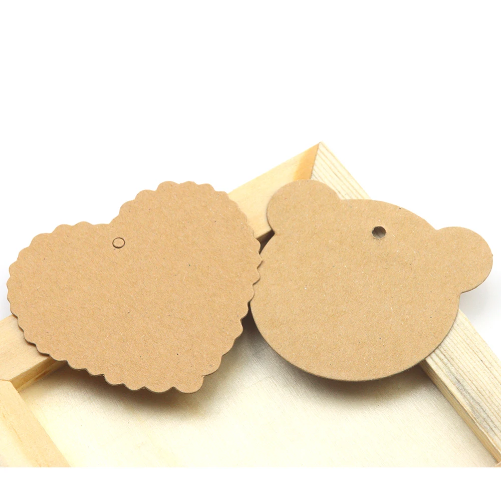 30PCS 6CM Kraft Paper Bear Head Blank Label Love Note Wedding Remarks Price Tag Wedding Decoration Gift Card