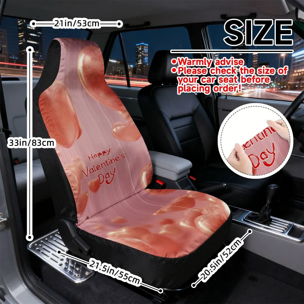 2pcs Valentine's Day Floating Hearts Pattern Car Seat Covers, Comfortable And Easy To Install, Compatible With Sedan And SUV Fro