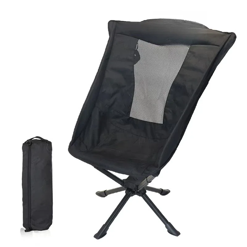 High back folding camping chair 360 degree rotating folding chair adult foldable rotating camping chair with pillow