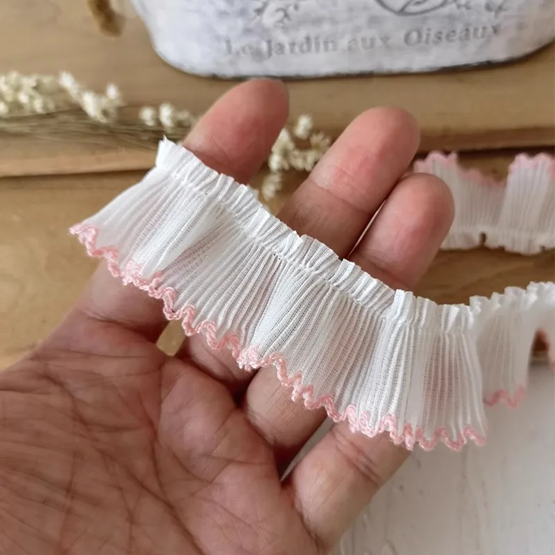 Low price organ pleated white chiffon colored edging lace DIY clothes skirt Bra Swimsuit edging Hand sewing accessories supply