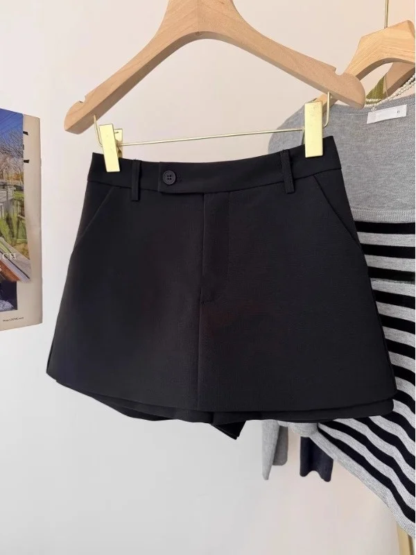 

plus Size High Waist Wide Leg Short Pants Women's Casual A-Line Slimming Suit Skirt Pants Summer Commute Style plus Size MM