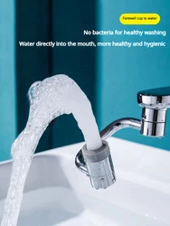 Stainless steel Universal 1080°rotating faucet Robotic Arm Swivel Extension Faucet Aerator Kitchen Faucet Extender 2 Water Flow