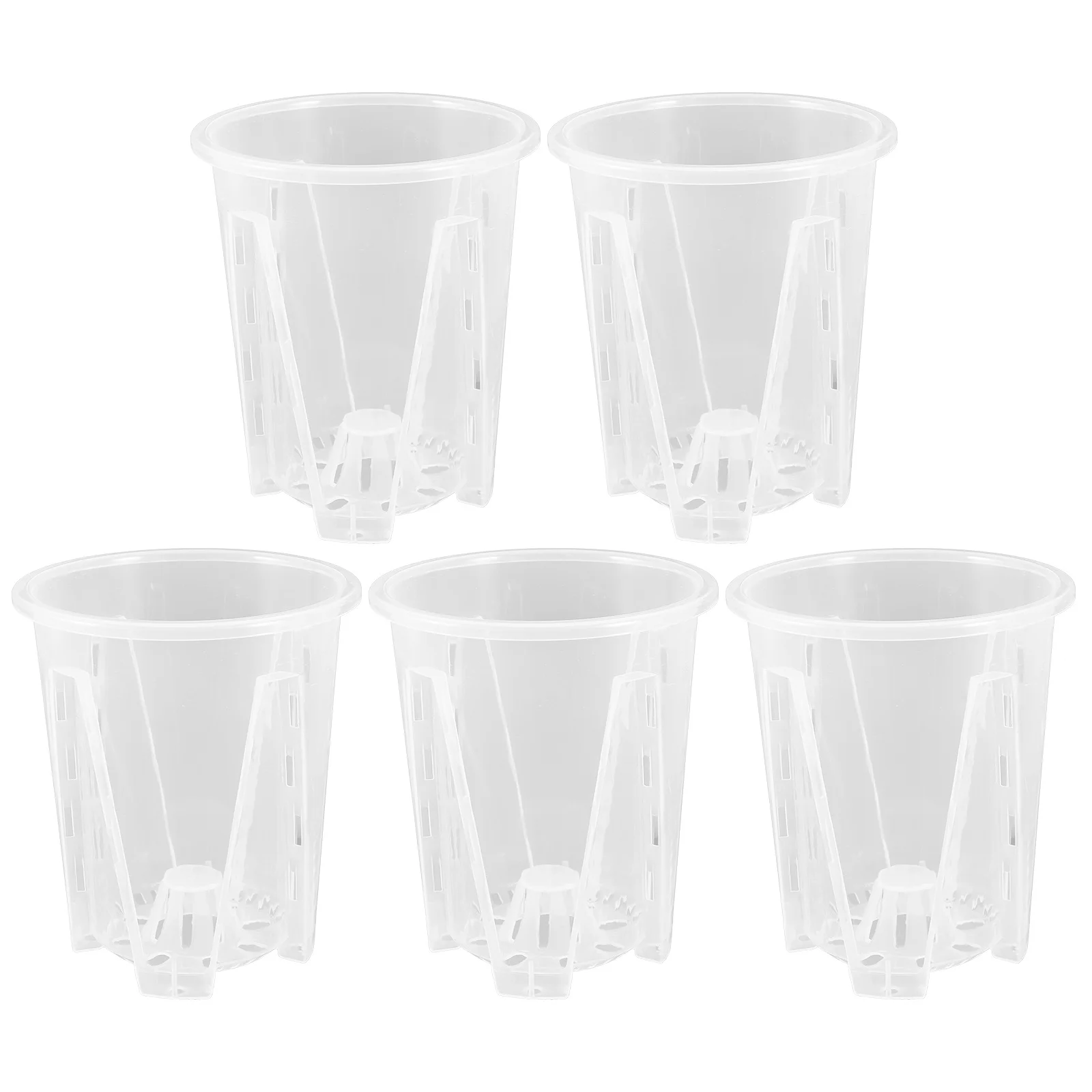 

5pcs Orchid Aeration Pots 6Inch Plastic Nursery Grow Pots With Drainage Holes Lightweight Durable Planters For Indoor Garden