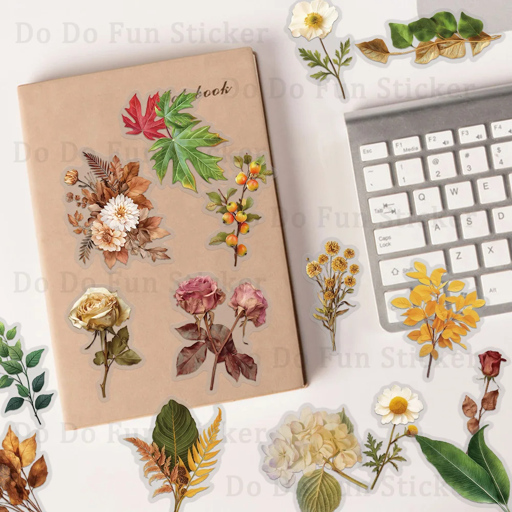 50PCS Artistic Style Forest Plant Leaf Bouquet PET Sticker Collection Gifts Decoration Scrapbook Hand Account Book Phone Case