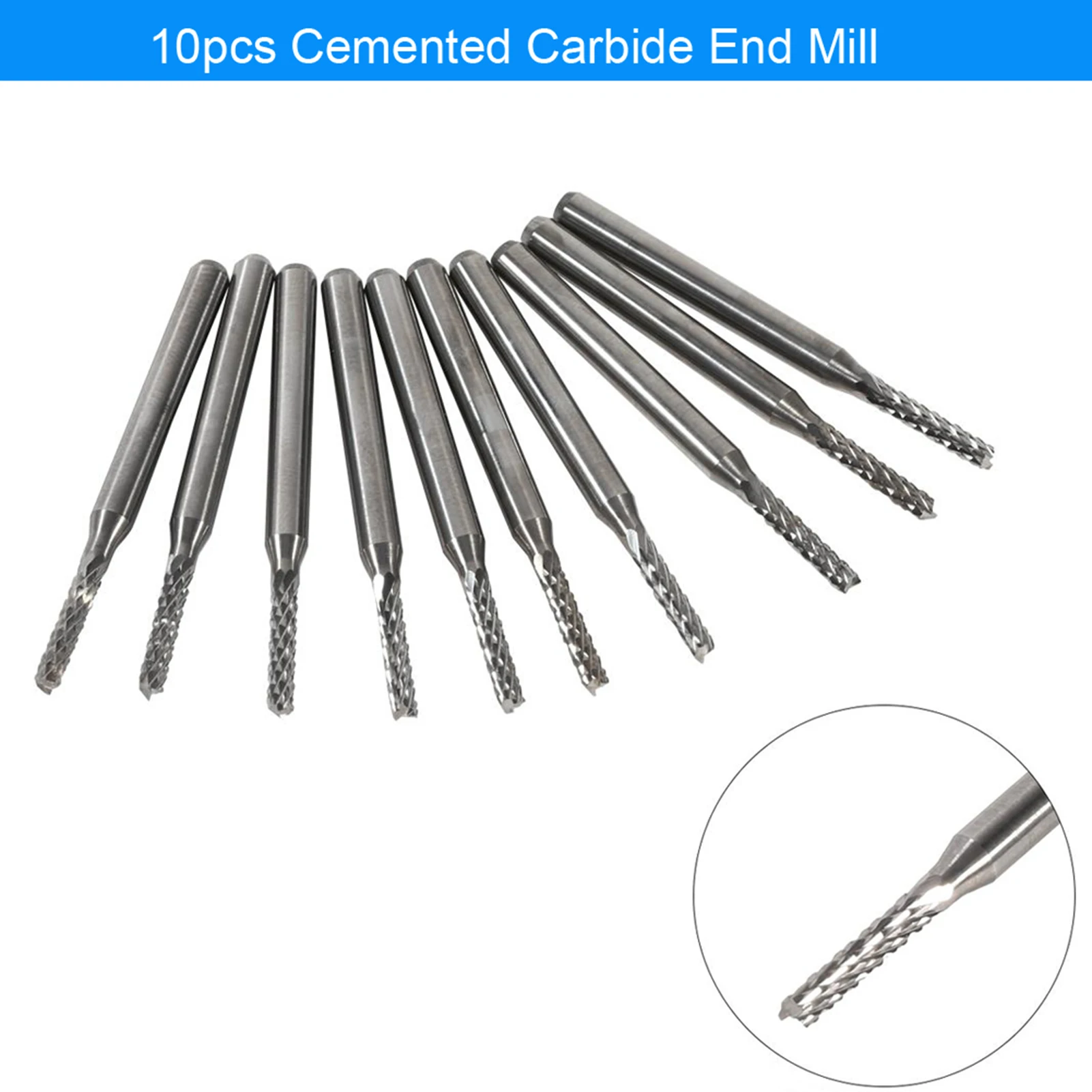 

Carbide End Mill, 10pcs 2mm Cemented Carbide End Mill Engraving Bits Carving Drill SMT/CNC/PCB Cutter