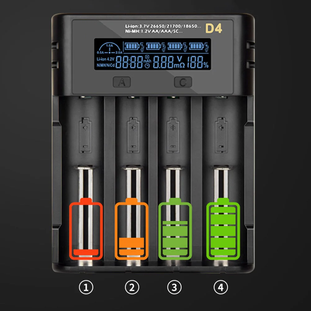 

4 Slots LCD Display USB Powered Smart Aa Aaa C F6 Independent Bay Fast Charging Aa
