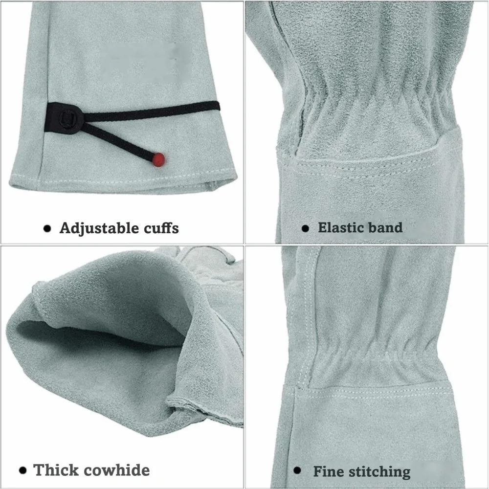 Stab Proof Horticultural Gloves Anti Insect Bite Wear-resistant Labor Protection Gloves Adjustable Cuff Cowhide Gardening Gloves