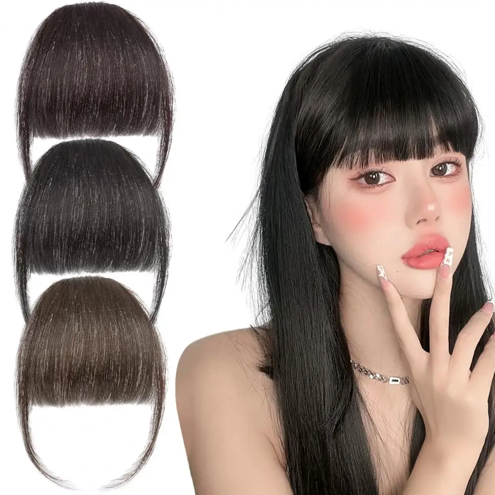 Air Bangs Wig Women Synthetic Wig Air bangs Natural Short Clip-in Bangs Forehead Bang Hair Extensions Straight Bang Hairpieces