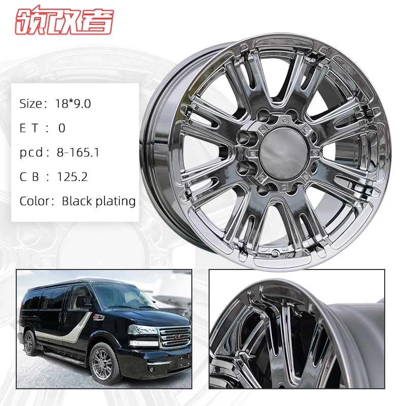 Chrome Plated Wheels for gmc savana,ford e350 or Hummer H2 18 inch ET 0 pcd 8-161.1 Large load alloy rims truck Wheels