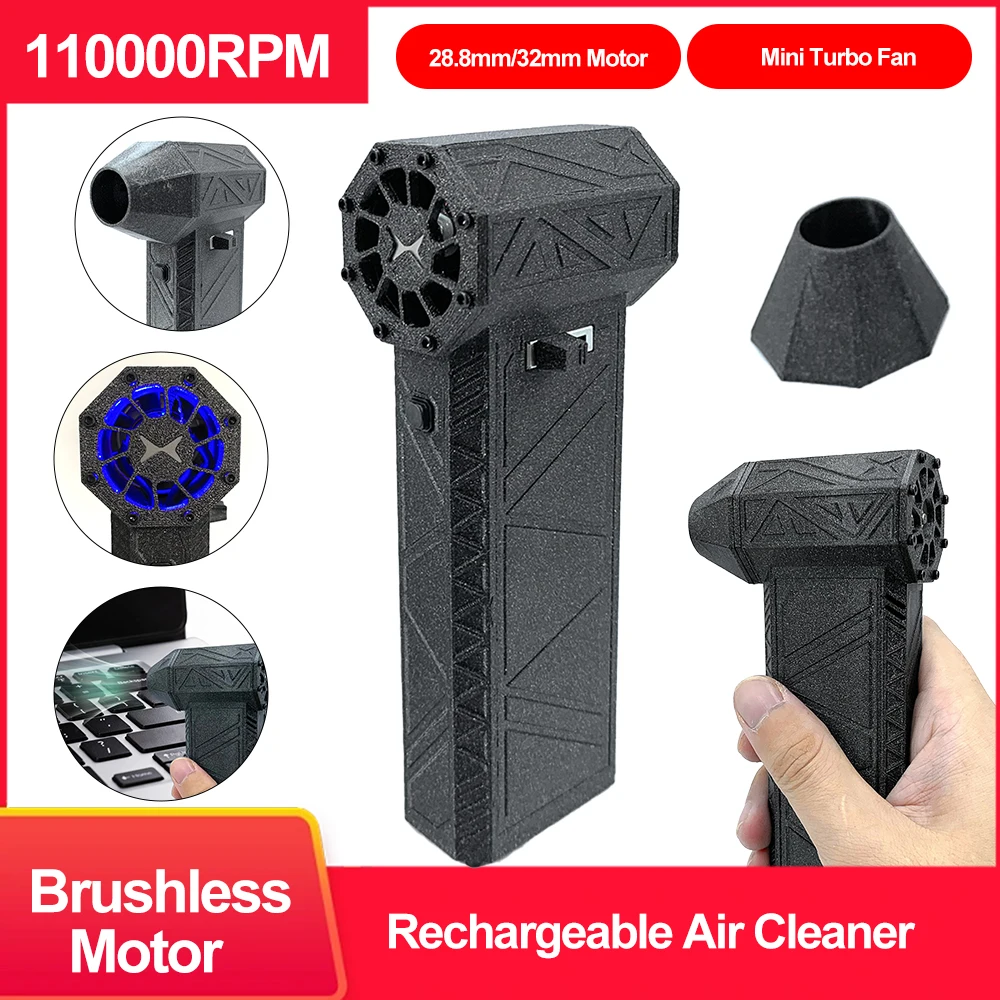 

110000 RPM Compression Blower Rechargeable Air Cleaner 45M/S Powerful Suction Turbo Fan Portable Computer Keyboard Cleaner Fan