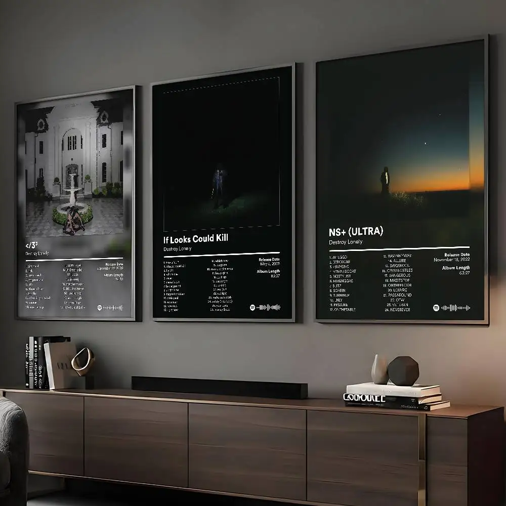 Rapper Destroy Lonely Poster, klebriger Wandkunstdruck, wasserdicht, für Zuhause, Wohnzimmer, Schlafzimmer, Bar, ästhetisches Dekor